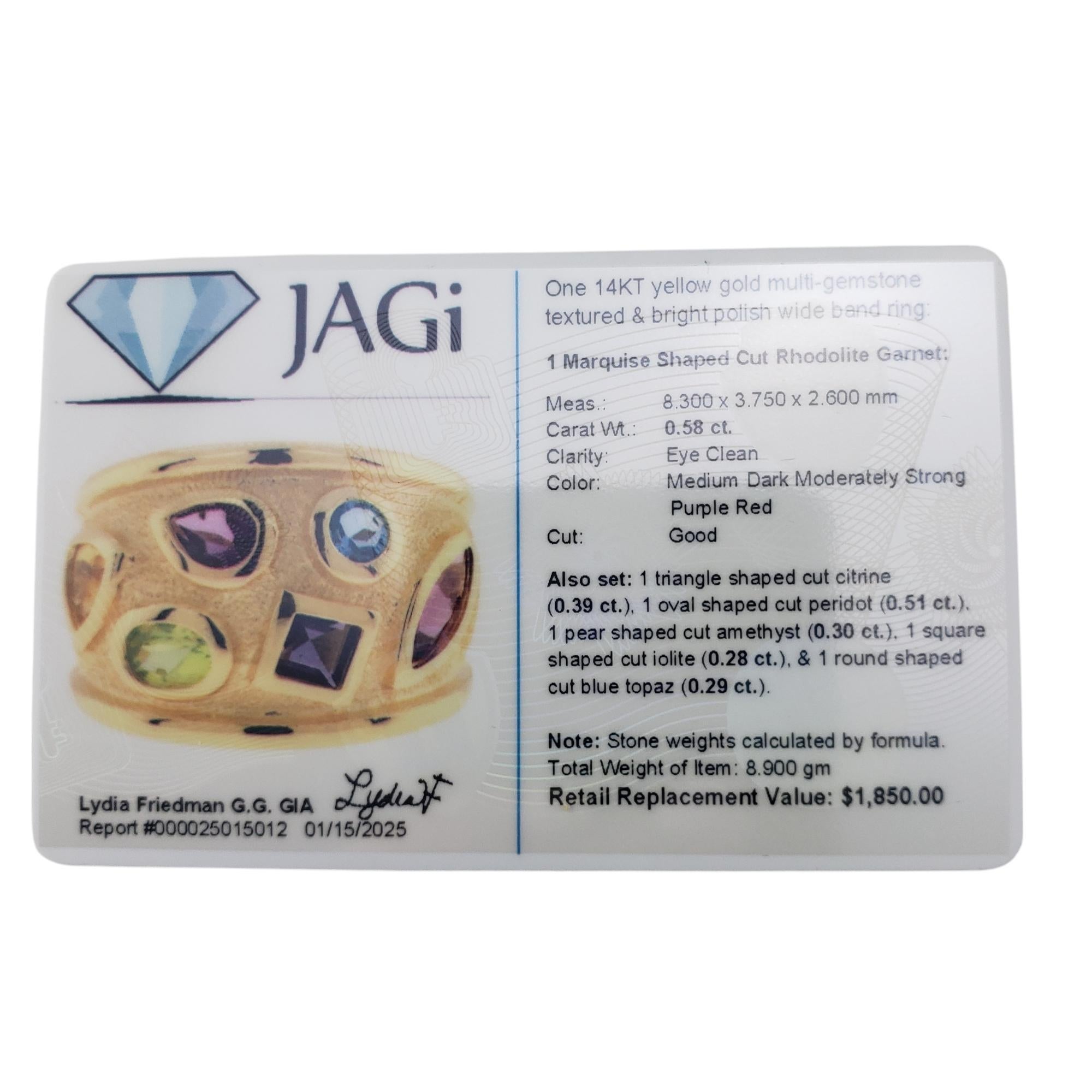 14 Karat Yellow Gold Gemstone Wide Band Ring Size 7 #20703 3
