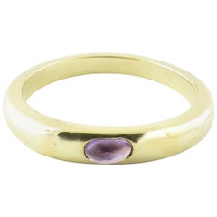 14 Karat Yellow Gold Genuine Cabochon Amethyst Stackable Ring