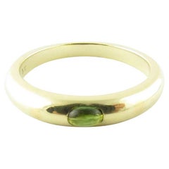 14 Karat Yellow Gold Genuine Cabochon Peridot Stackable Ring