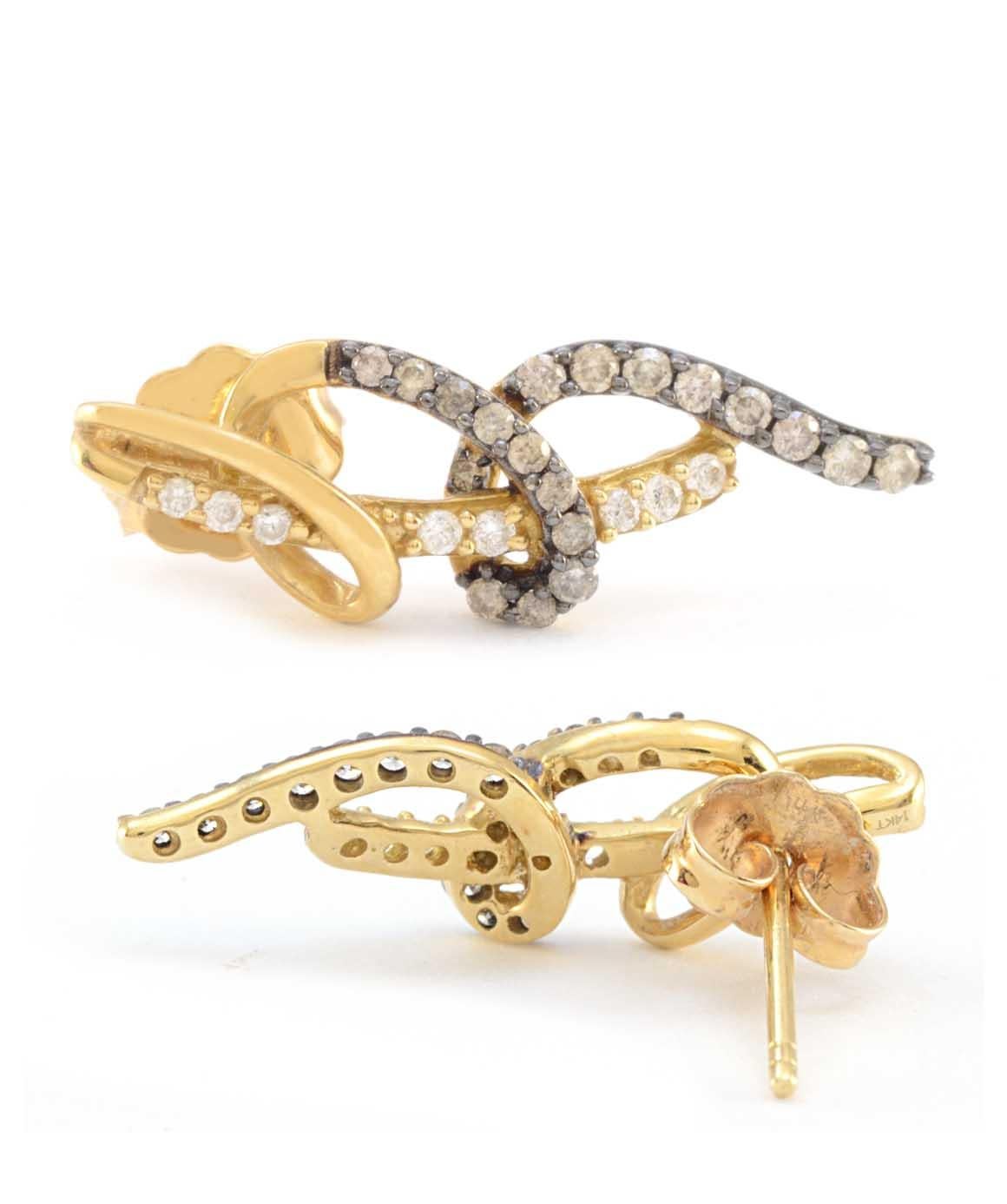 Women's or Men's 14 Karat Yellow Gold Genuine Diamond Earrings 2.3 grams