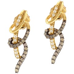 14 Karat Yellow Gold Genuine Diamond Earrings 2.3 grams