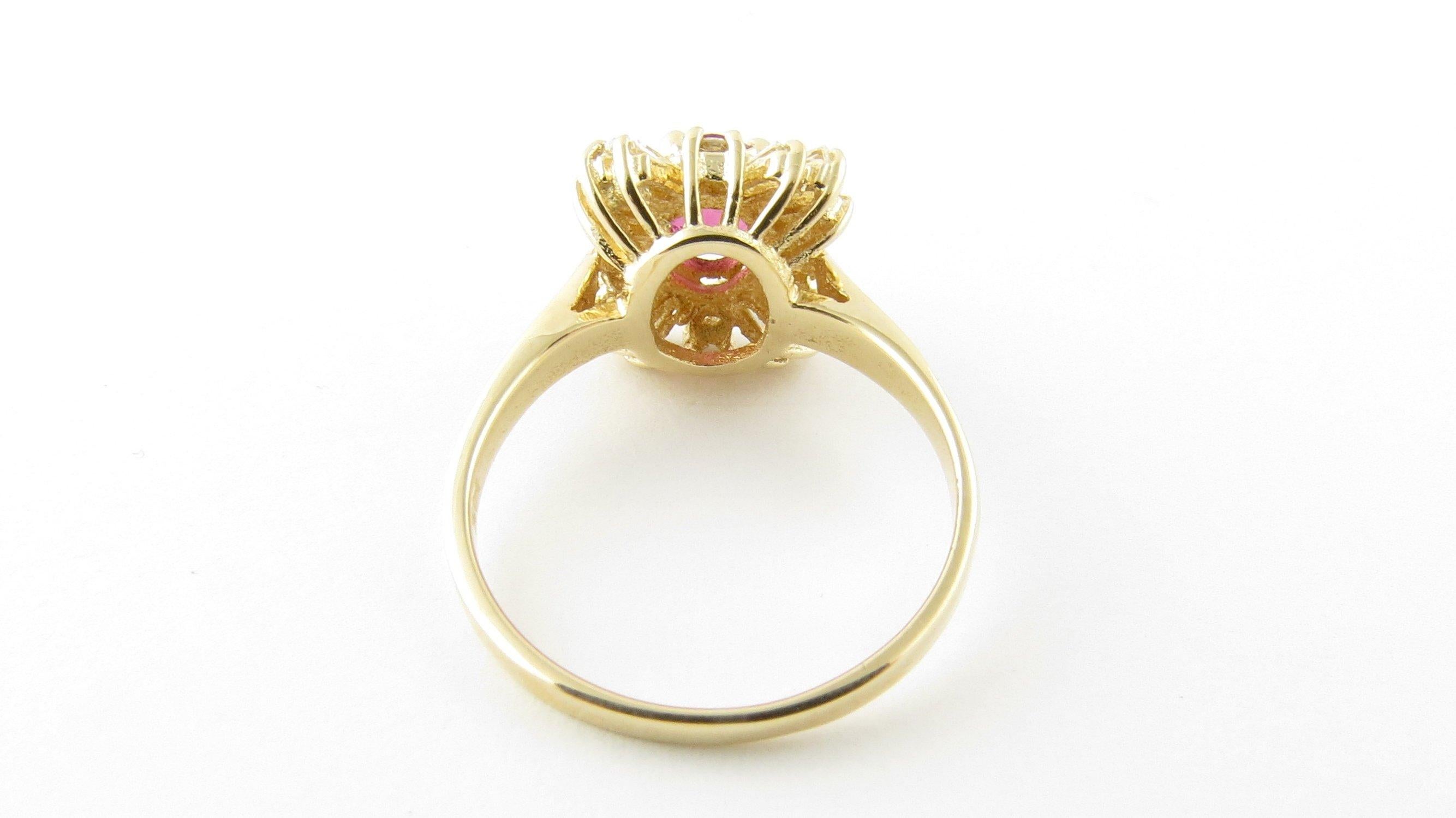 14 Karat Yellow Gold Genuine Ruby and Diamond Ring 3