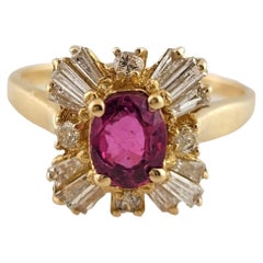 14 Karat Yellow Gold Genuine Ruby and Diamond Ring