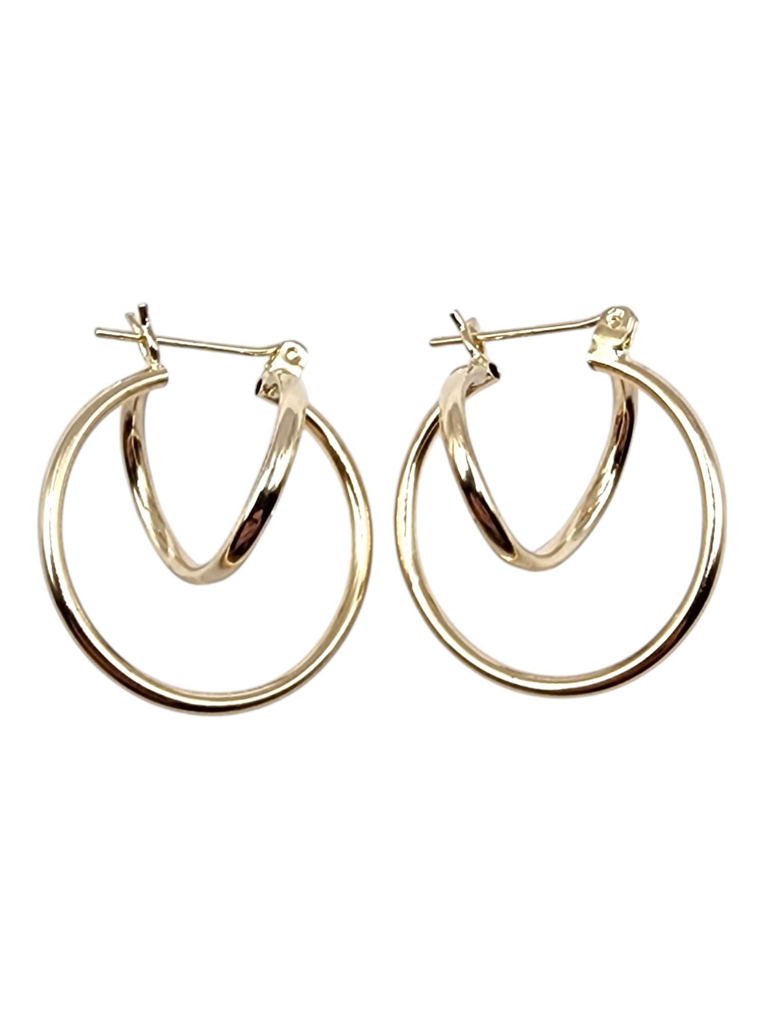 Boucles d'oreilles circulaire géométriques en or jaune 14 carats n° 20485