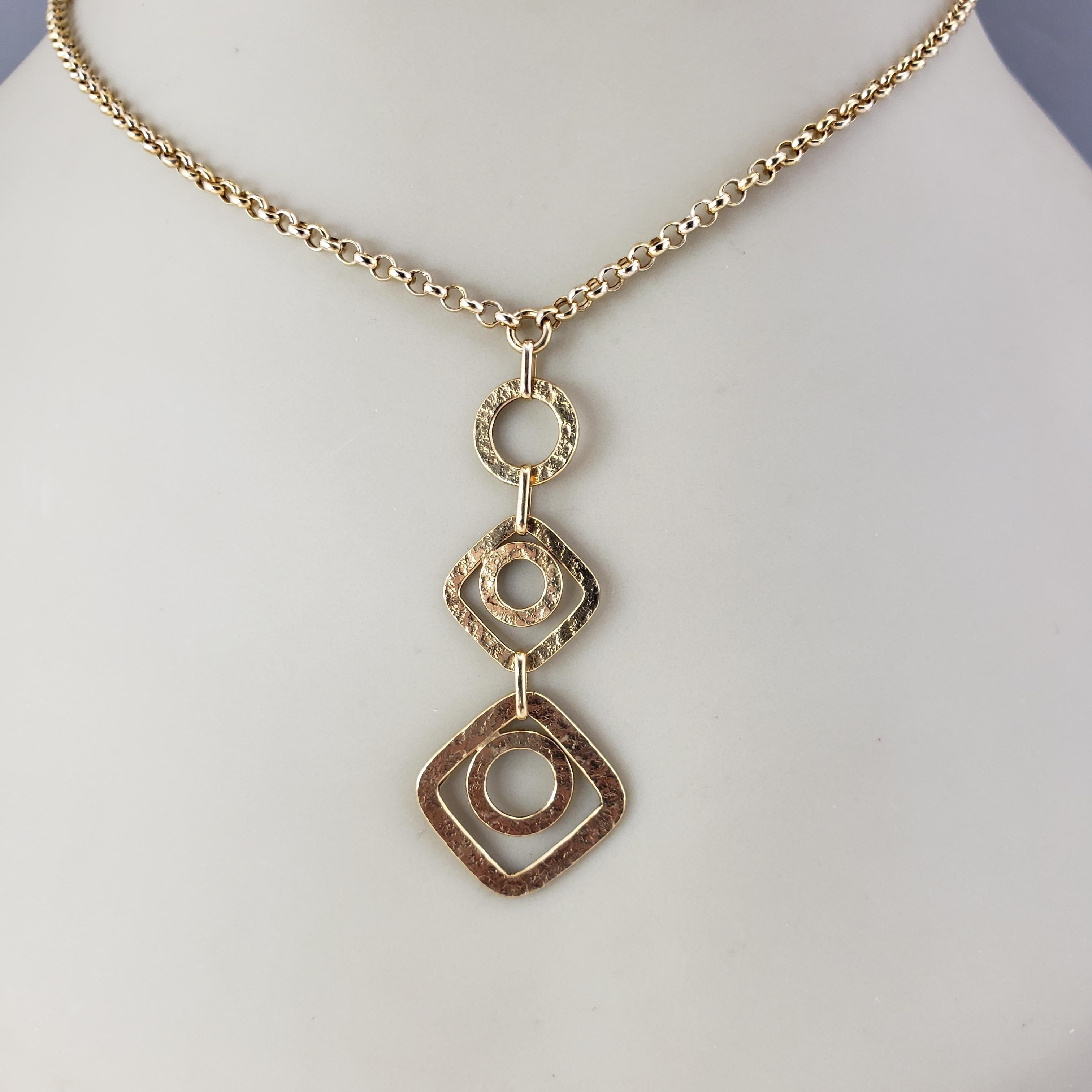 Collana con ciondolo geometrico in oro giallo 14 carati #21575 in vendita 3