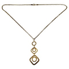 14 Karat Yellow Gold Geometric Pendant Necklace #21575