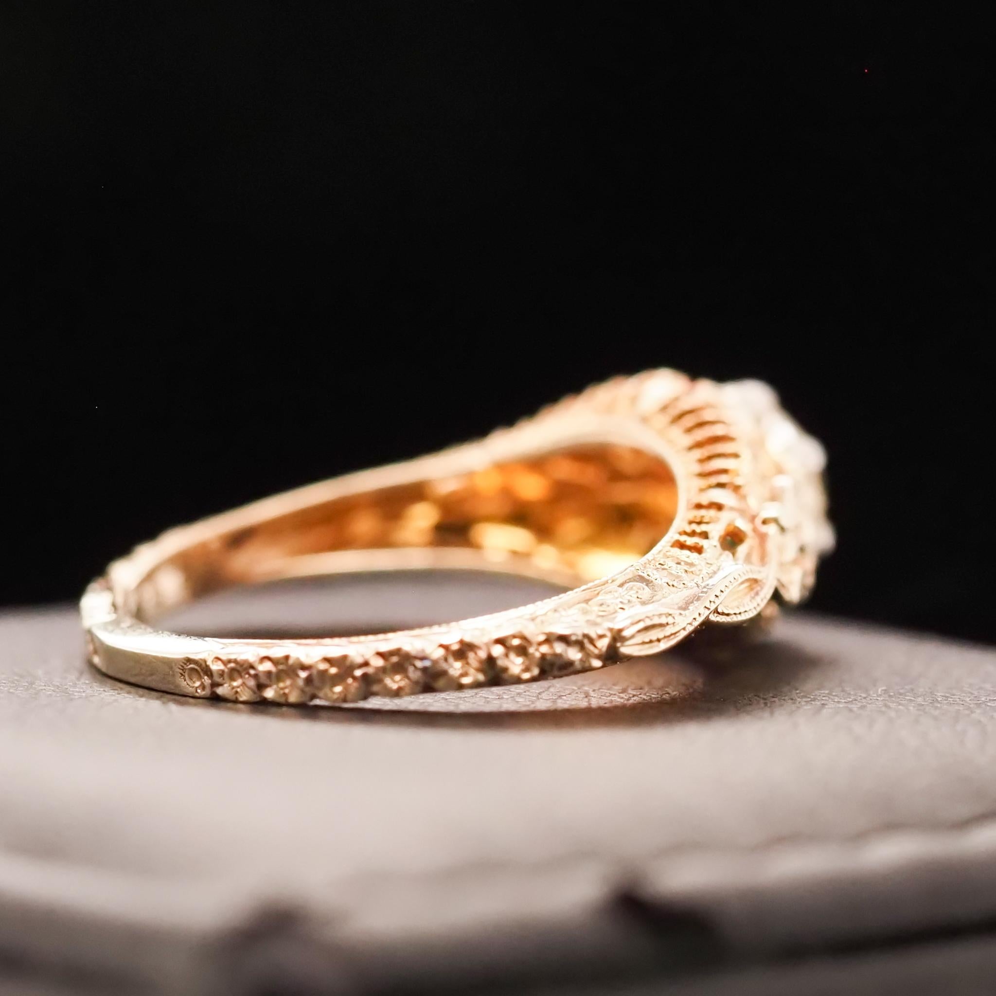 Art Deco 14 Karat Yellow Gold GIA .56 ct Old European Brilliant Diamond Engagement Ring For Sale