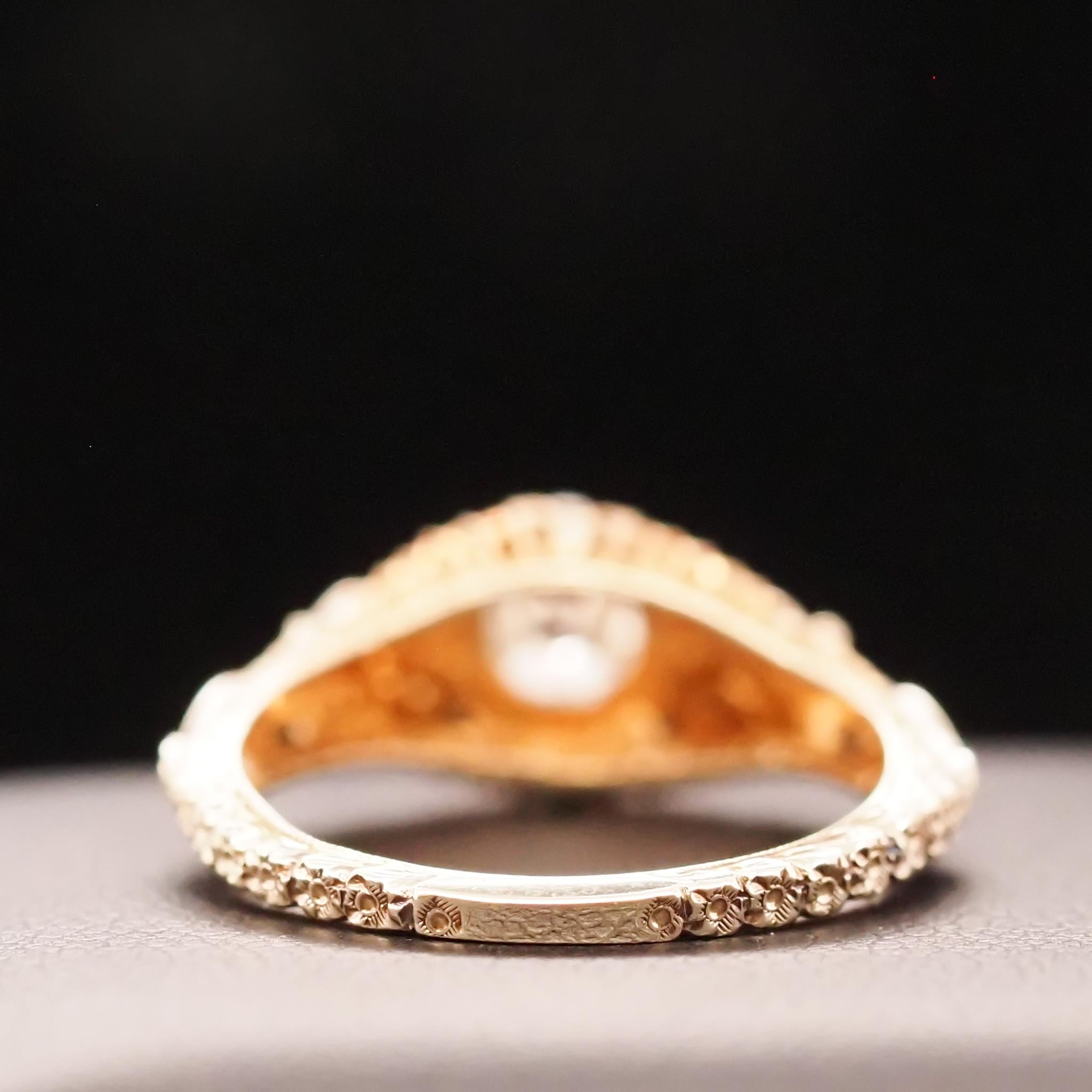14 Karat Yellow Gold GIA .56 ct Old European Brilliant Diamond Engagement Ring In Good Condition For Sale In Atlanta, GA