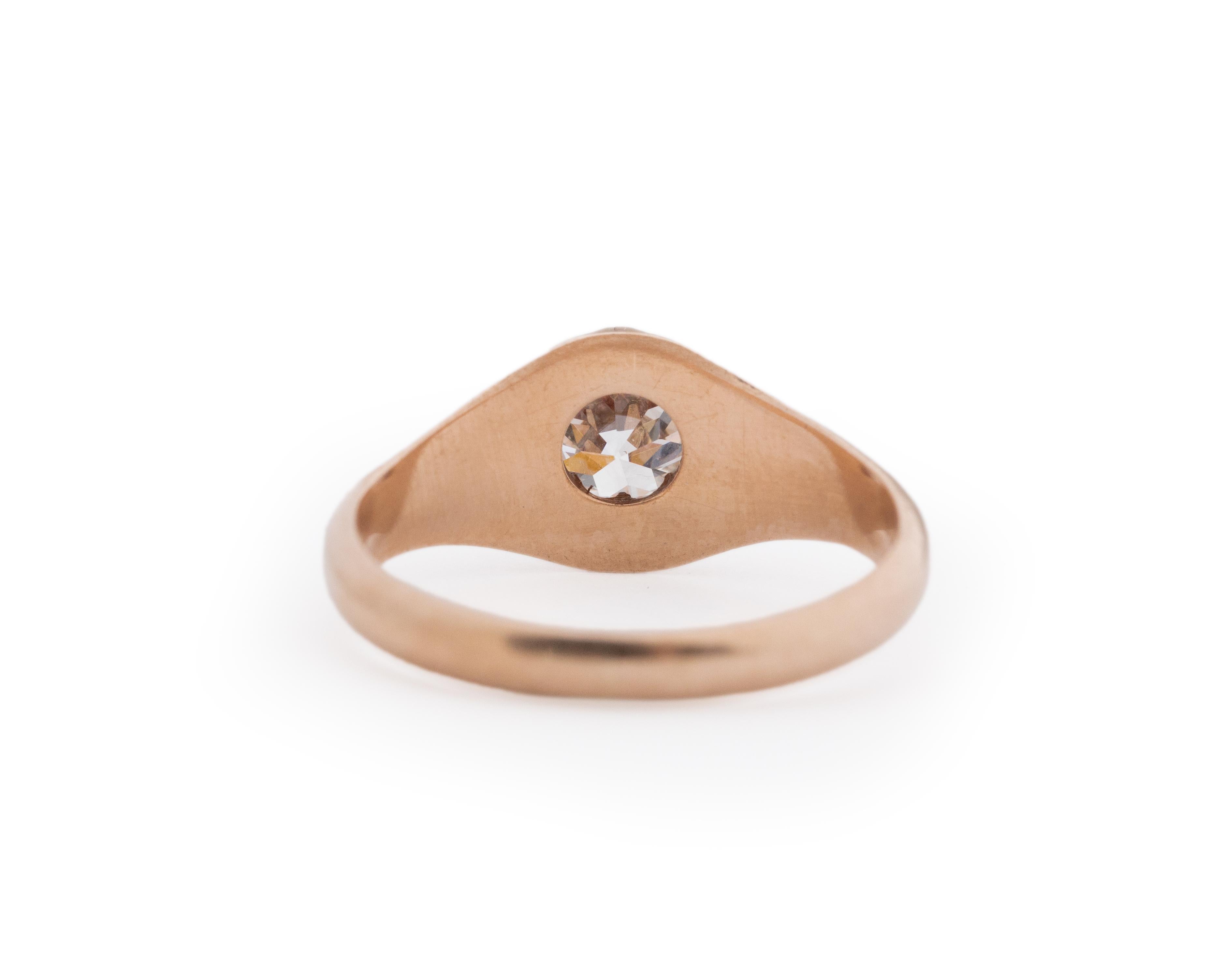 Old European Cut 14 Karat Yellow Gold GIA .78 Carat Diamond Brilliant Engagement Ring For Sale