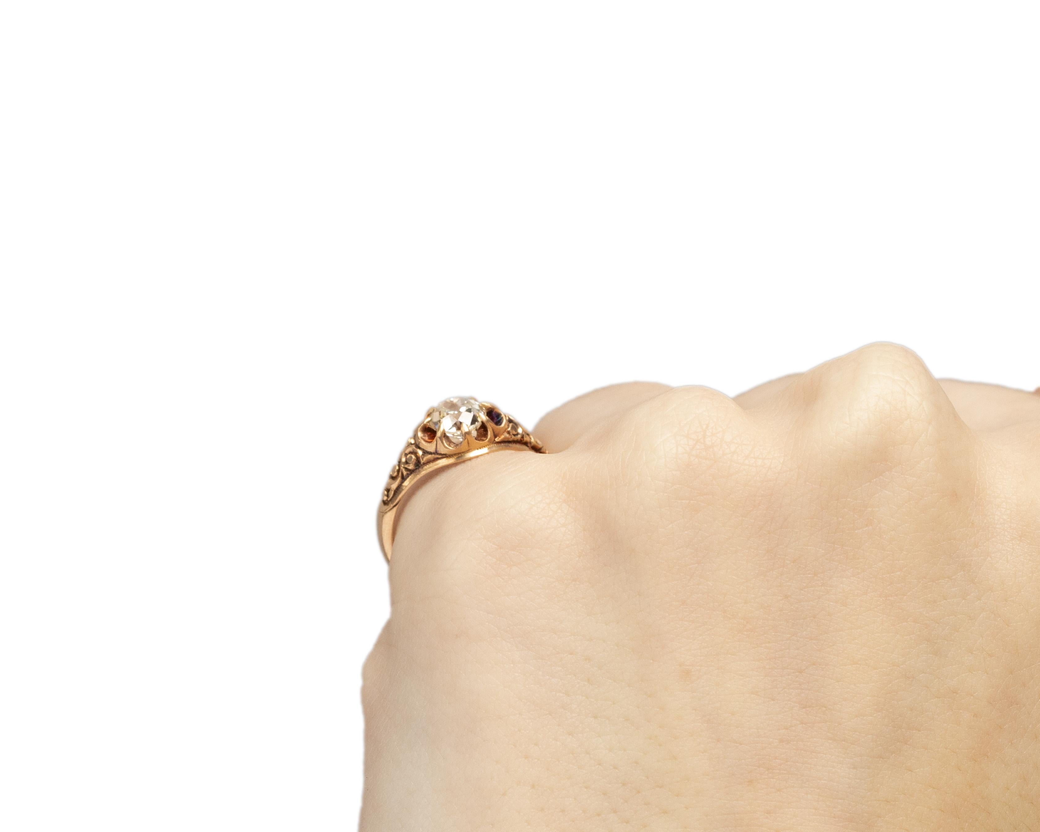 Women's 14 Karat Yellow Gold GIA .78 Carat Diamond Brilliant Engagement Ring For Sale