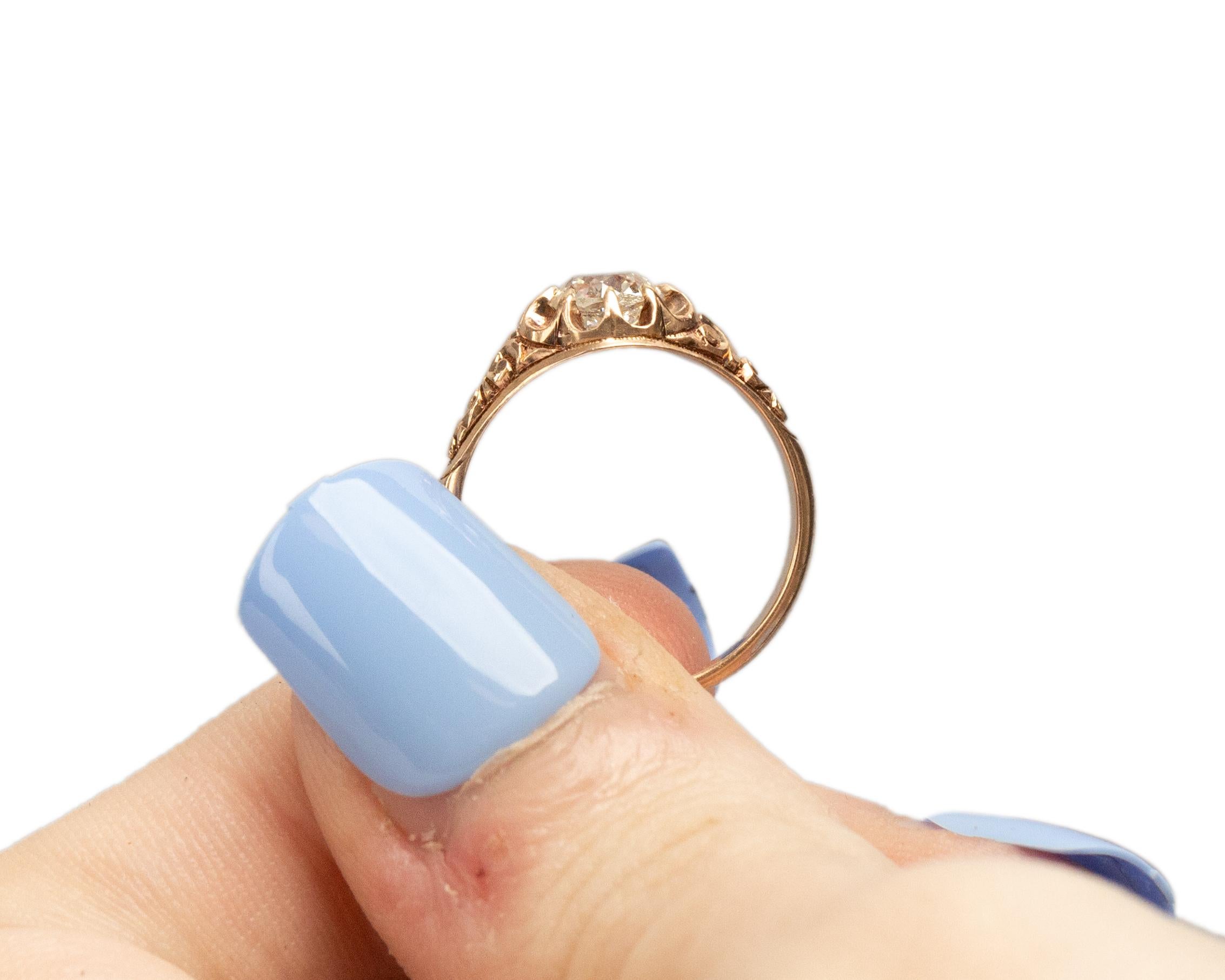 14 Karat Yellow Gold GIA .78 Carat Diamond Brilliant Engagement Ring For Sale 2