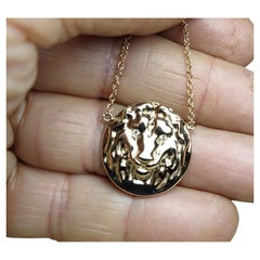 14 Karat Yellow Gold Diamond Lion Women's 18 " Pendant Necklace