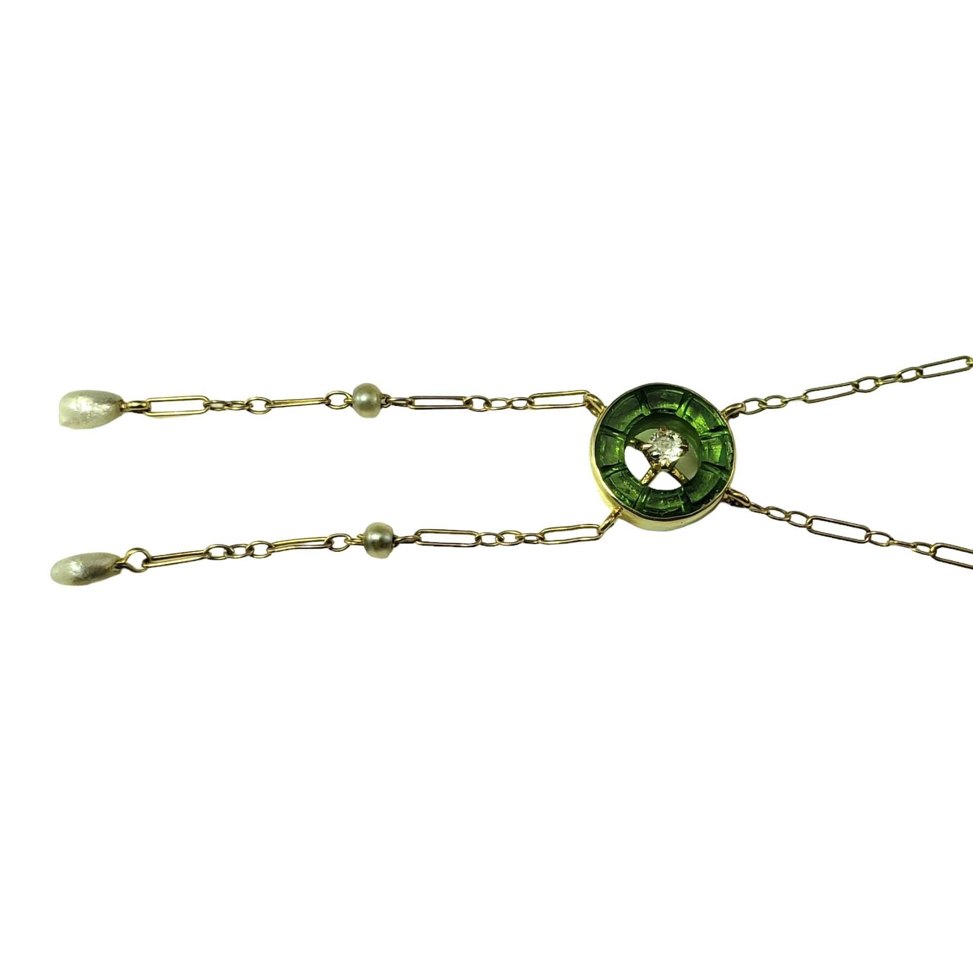 14 Karat Yellow Gold Glass and Diamond Pendant #16121 In Good Condition For Sale In Washington Depot, CT