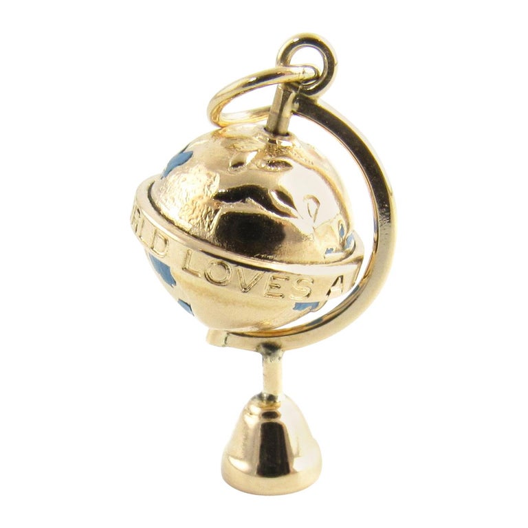 14 Karat Yellow Gold Globe Charm For Sale at 1stdibs