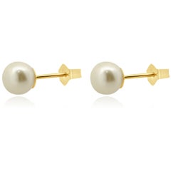 14 Karat Yellow Gold Golden Pearl Earrings