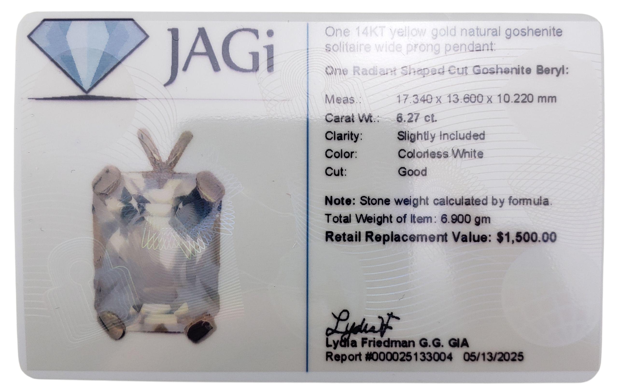 14 Karat Gelbgold Goshenit Solitär-Anhänger #22350 im Angebot 4