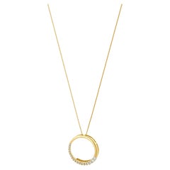 Collana a mezzo cerchio con diamanti graduati in oro giallo 14 carati
