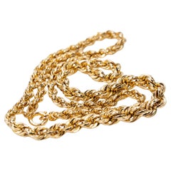 14 Karat Yellow Gold Graduated Hollow Rope Chain Necklace
