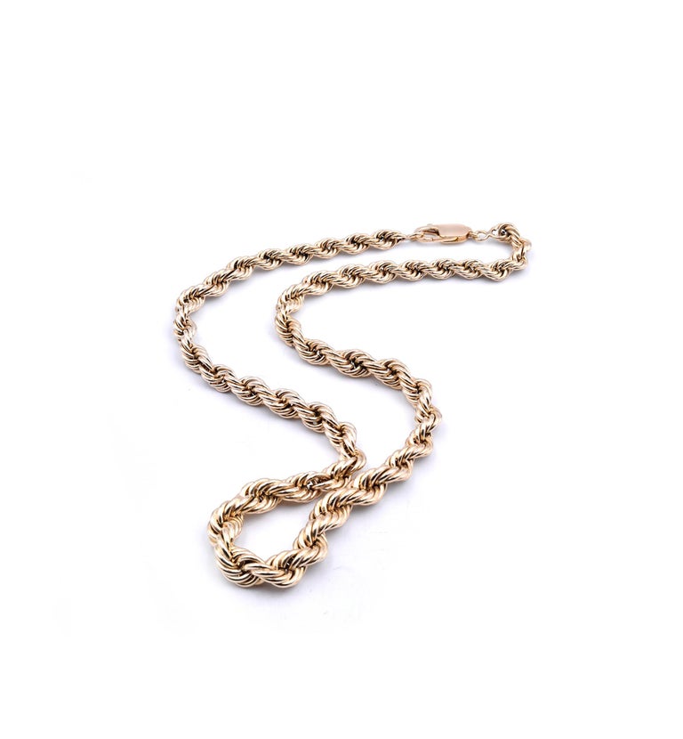 14 Karat Yellow Gold Graduated Rope Chain at 1stDibs