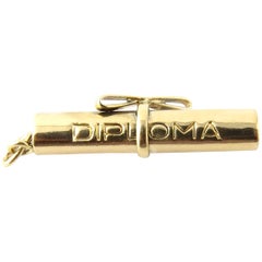 14 Karat Yellow Gold Graduation Diploma Charm