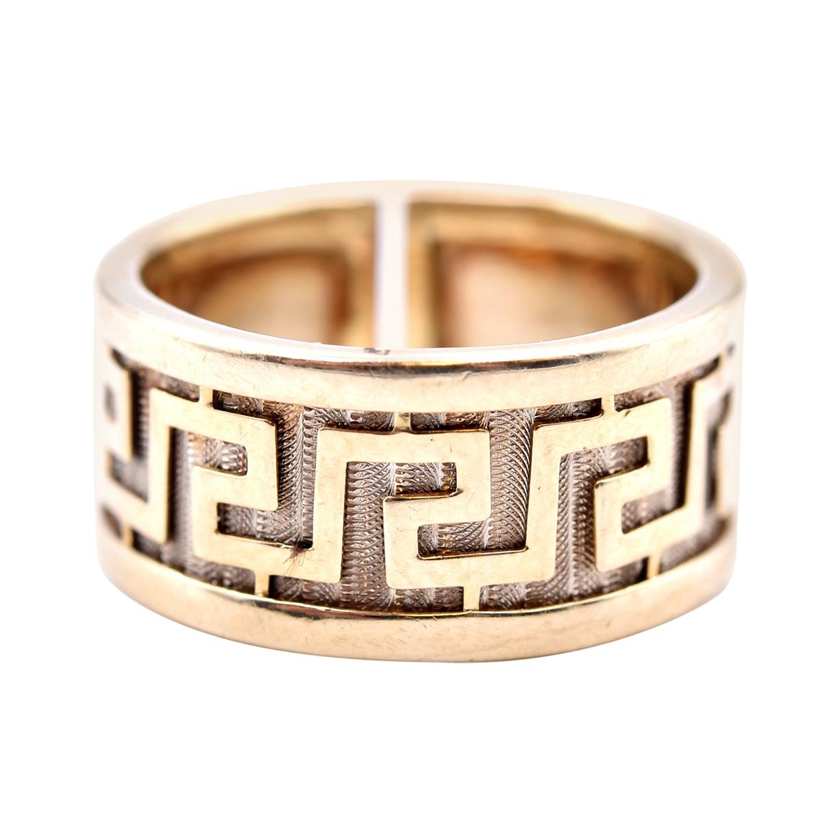 14 Karat Yellow Gold Greek Design Ring For Sale
