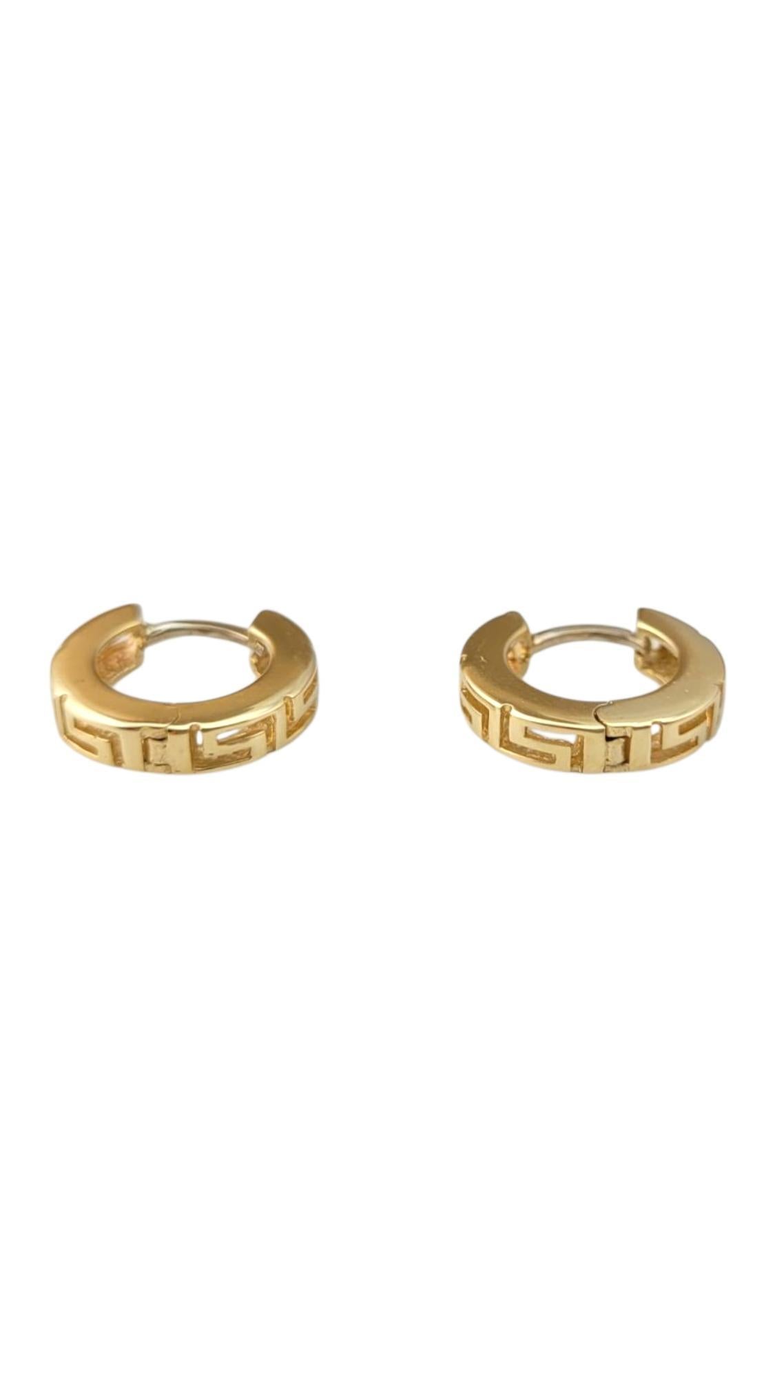 14 Karat Yellow Gold Greek Key Hoop Earrings #21865