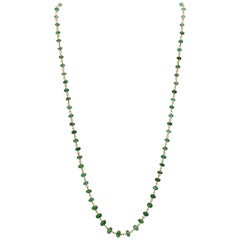 14 Karat Yellow Gold Green Emerald Bead Station Necklace