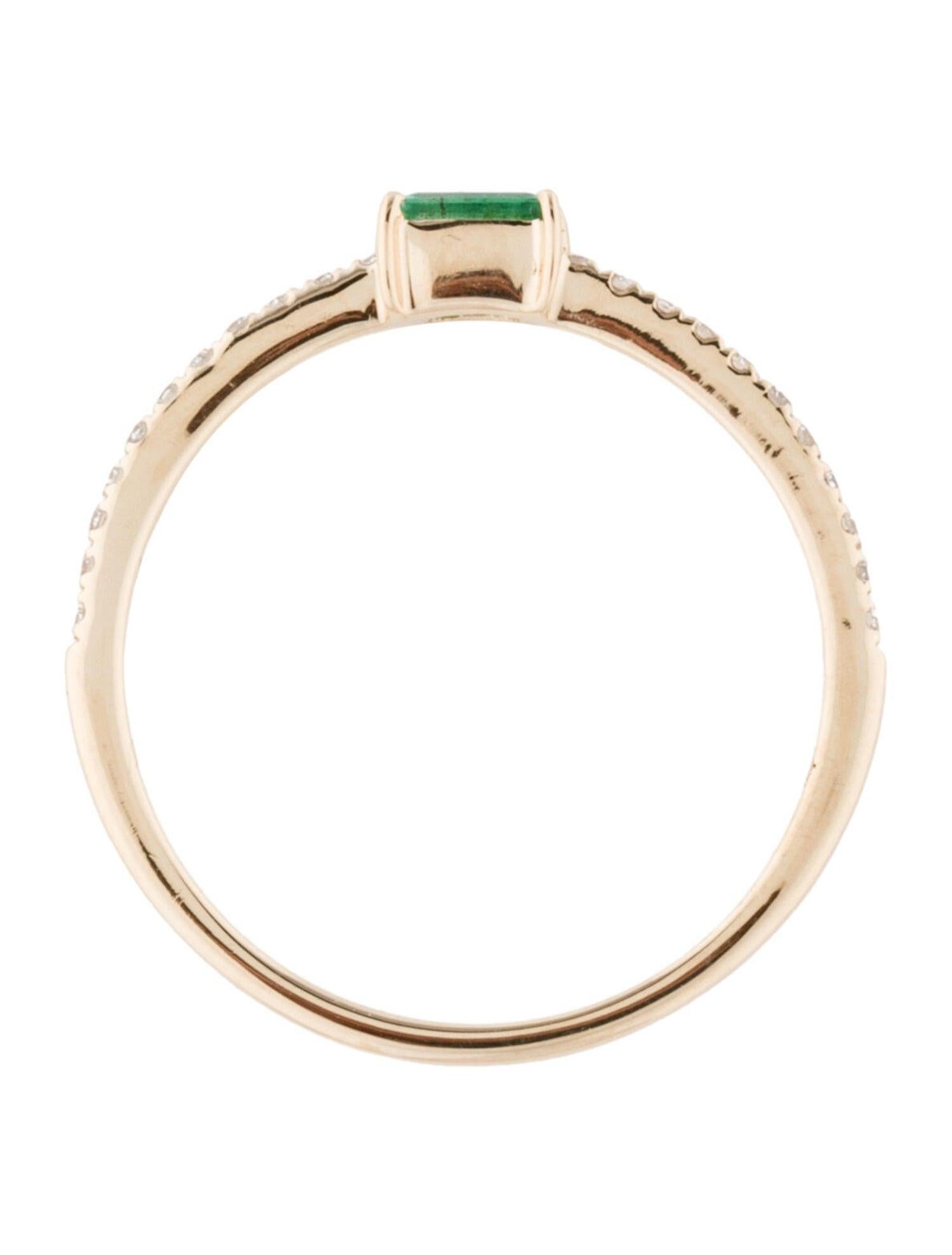 Contemporary 14 Karat Yellow Gold Green Emerald Stackable Ring Birthstone For Sale