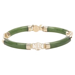 Bracelet station en or jaune 14 carats et jade vert