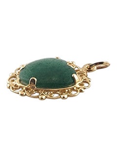 14 Karat Yellow Gold Green Marbleized Heart Stone Pendant #19396
