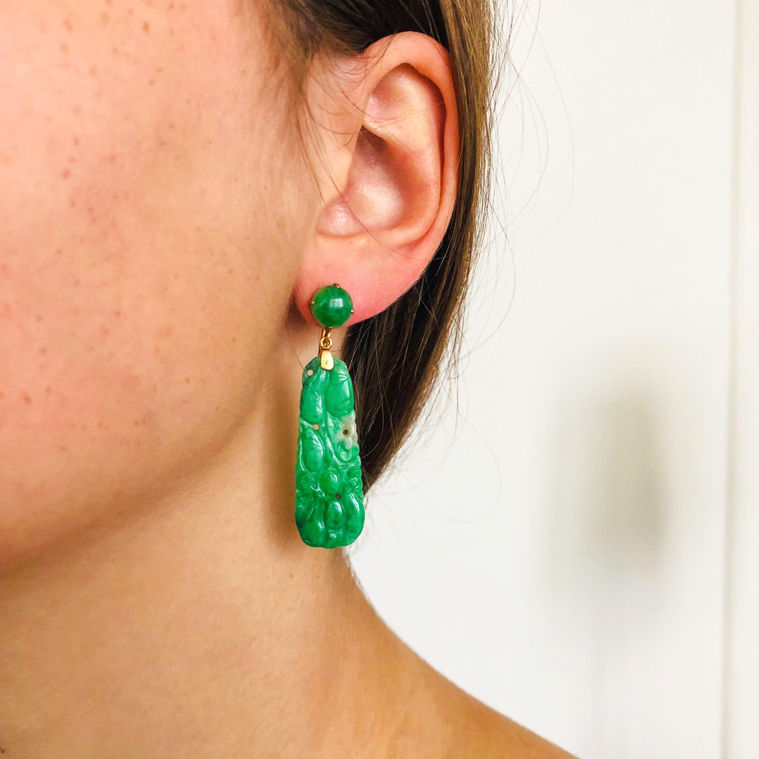 antique carved jade earrings
