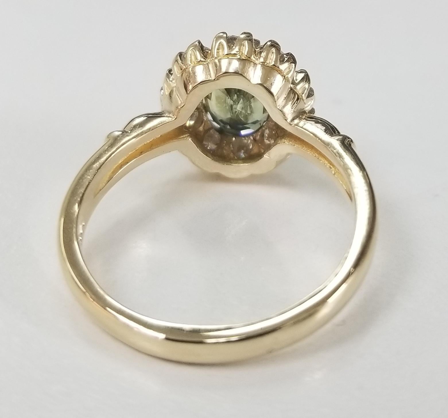 green sapphire gold ring