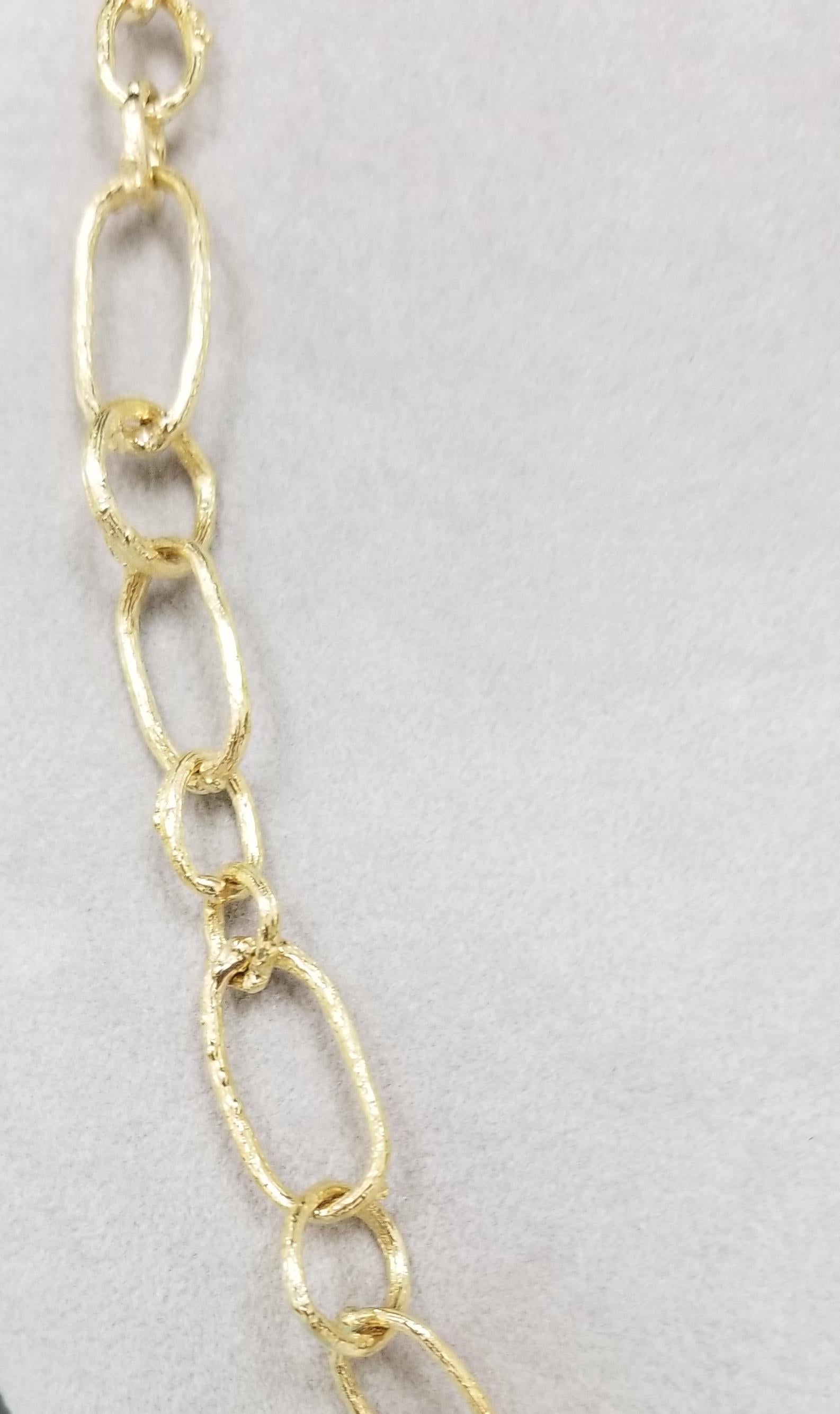 Arts and Crafts 14 Karat Yellow Gold Gresha Signature Bark Finish Link Necklace
