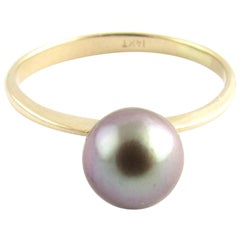 14 Karat Yellow Gold Grey Pearl Ring