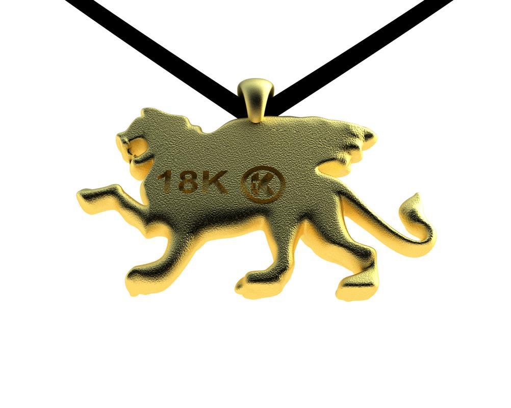 Women's or Men's 14 Karat Yellow Gold Griffin Pendant Necklace For Sale