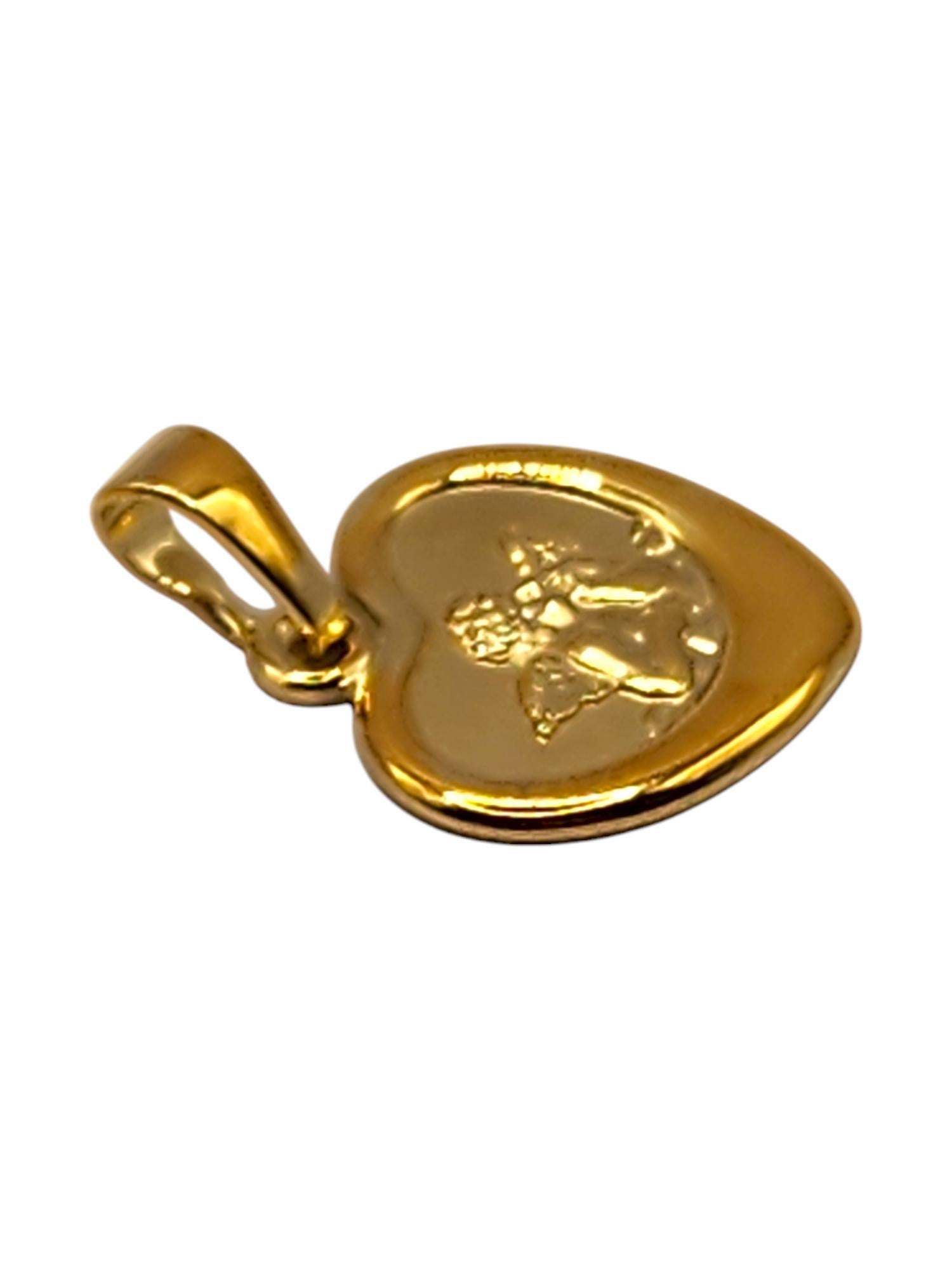 Charm a forma di cuore di angelo custode in oro giallo 14 carati #19995 In condizioni buone in vendita a Washington Depot, CT