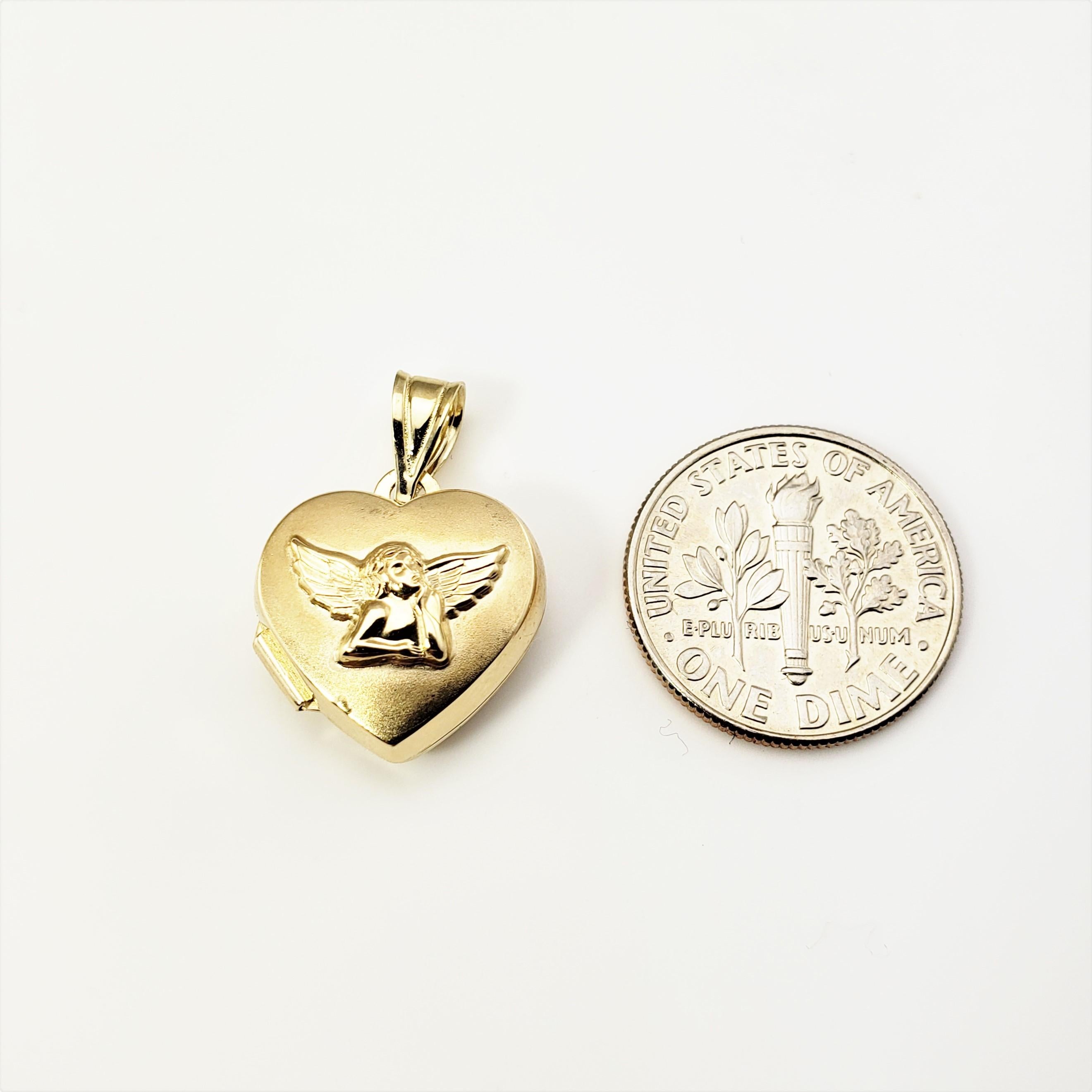 14 Karat Yellow Gold Guardian Angel Heart Locket Pendant 1