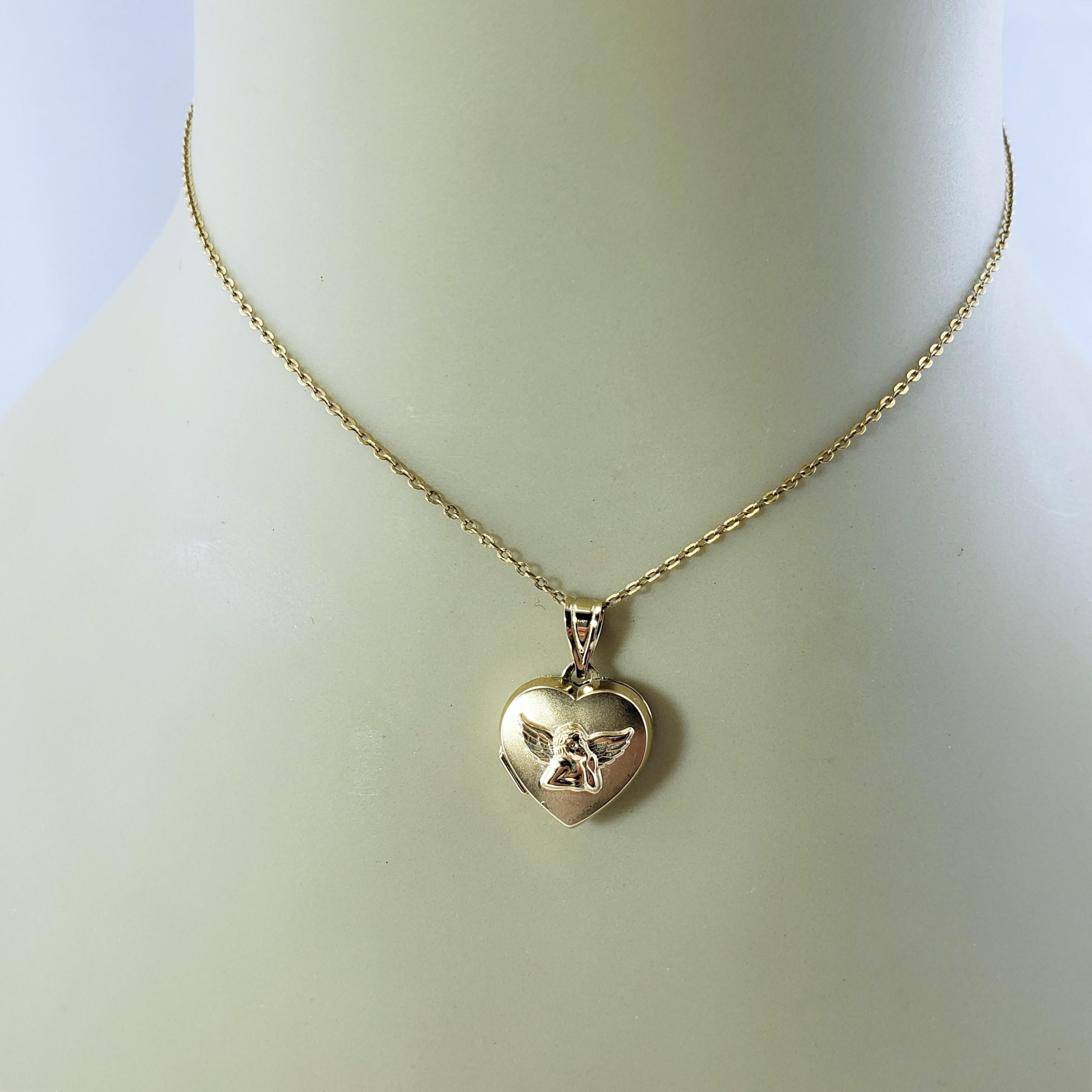 14 Karat Yellow Gold Guardian Angel Heart Locket Pendant 2