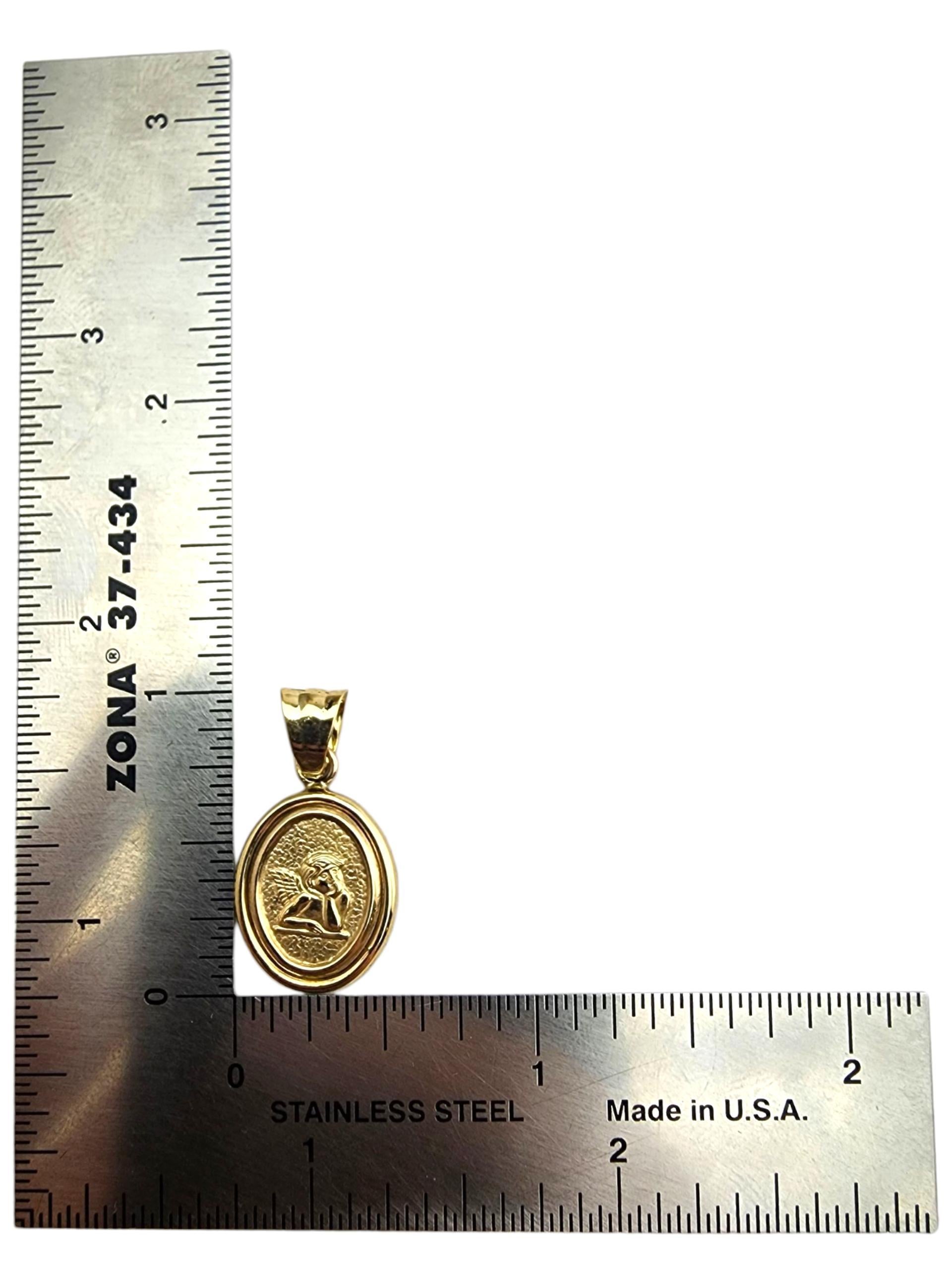 Ciondolo Angelo Custode in oro giallo 14 carati #23692 in vendita 5