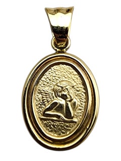 Ciondolo Angelo Custode in oro giallo 14 carati #23692