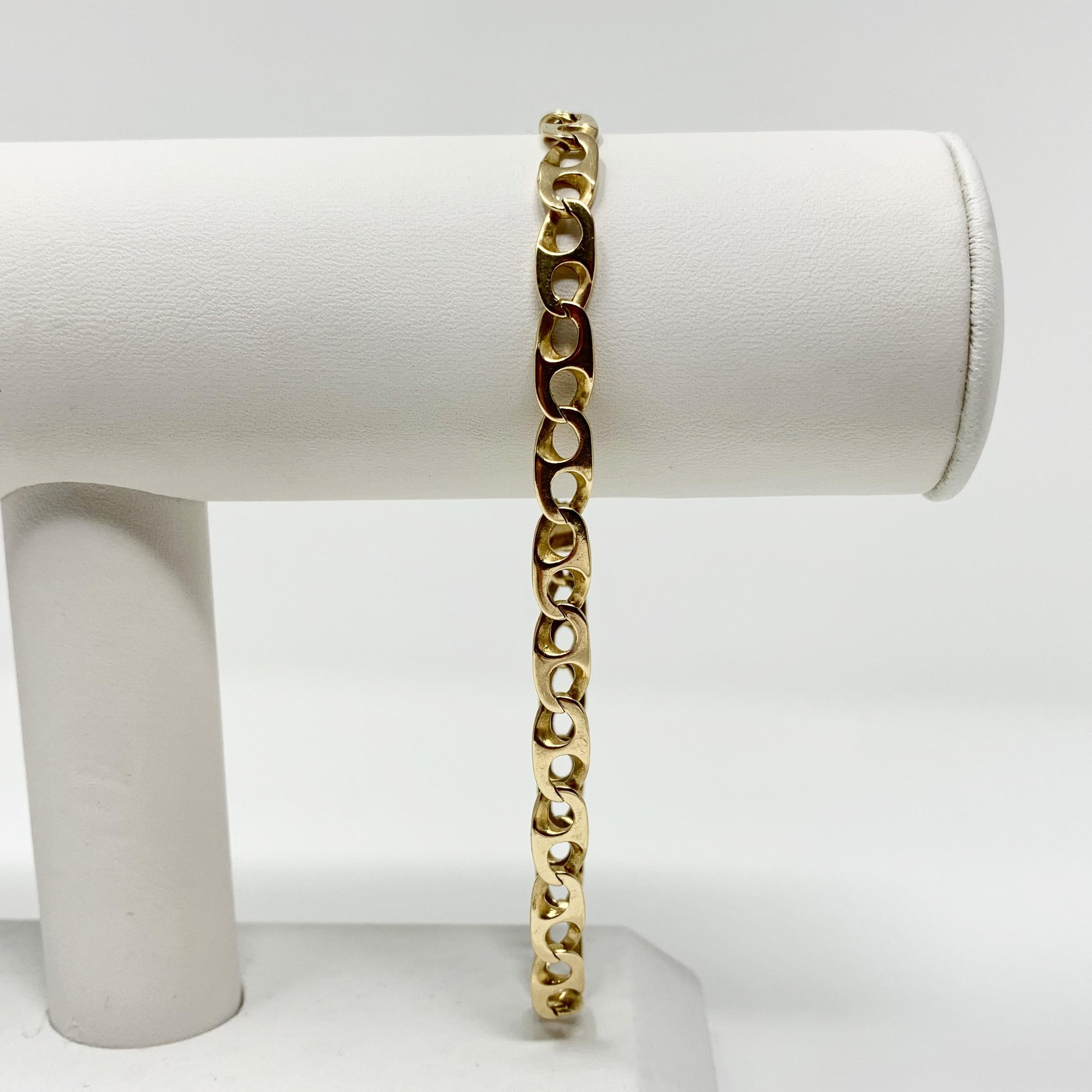 14k Yellow Gold 13.6g Fancy Gucci Anchor Mariner Link Chain Bracelet 9.5