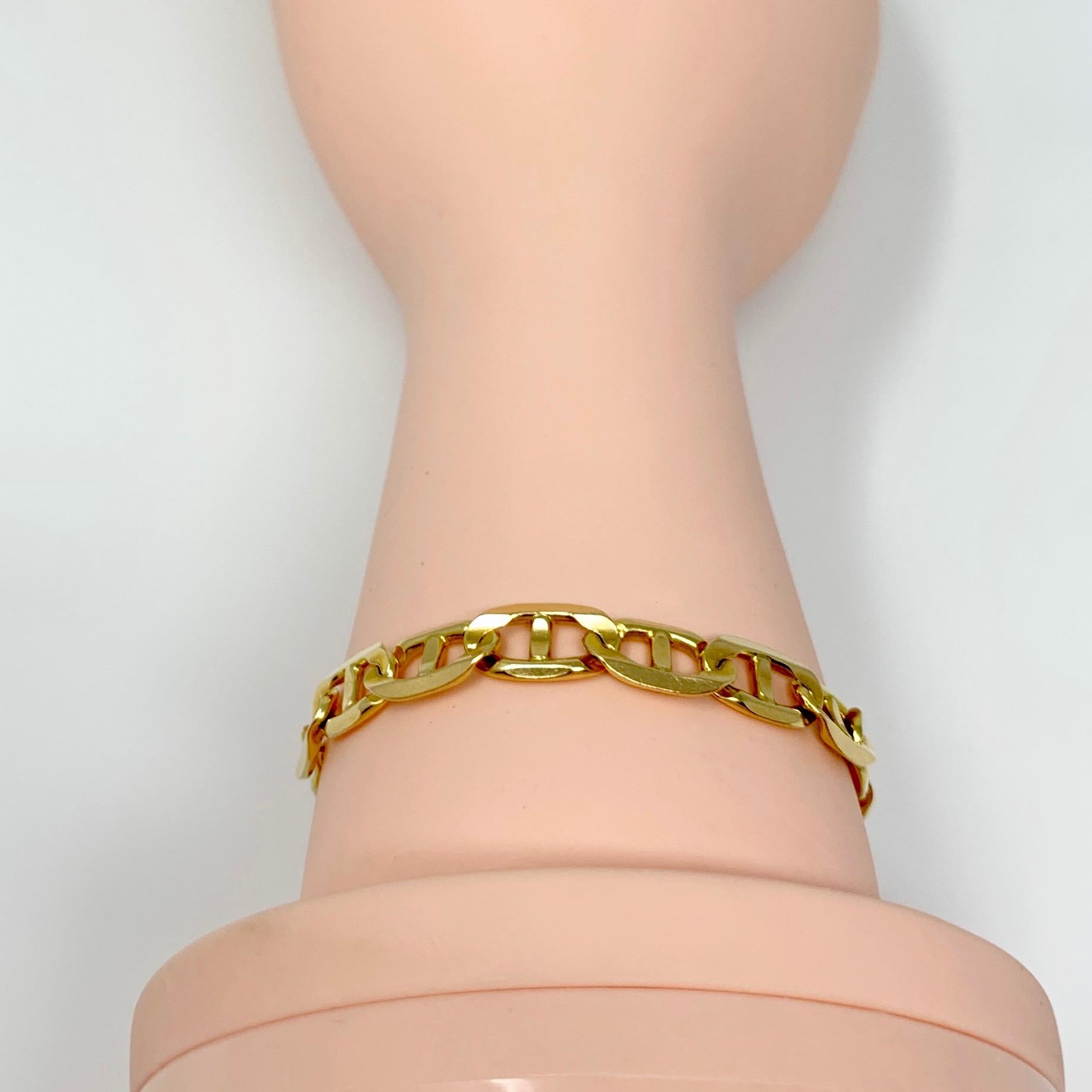 Women's or Men's 14 Karat Yellow Gold Gucci Anchor Mariner Link Chain Bracelet