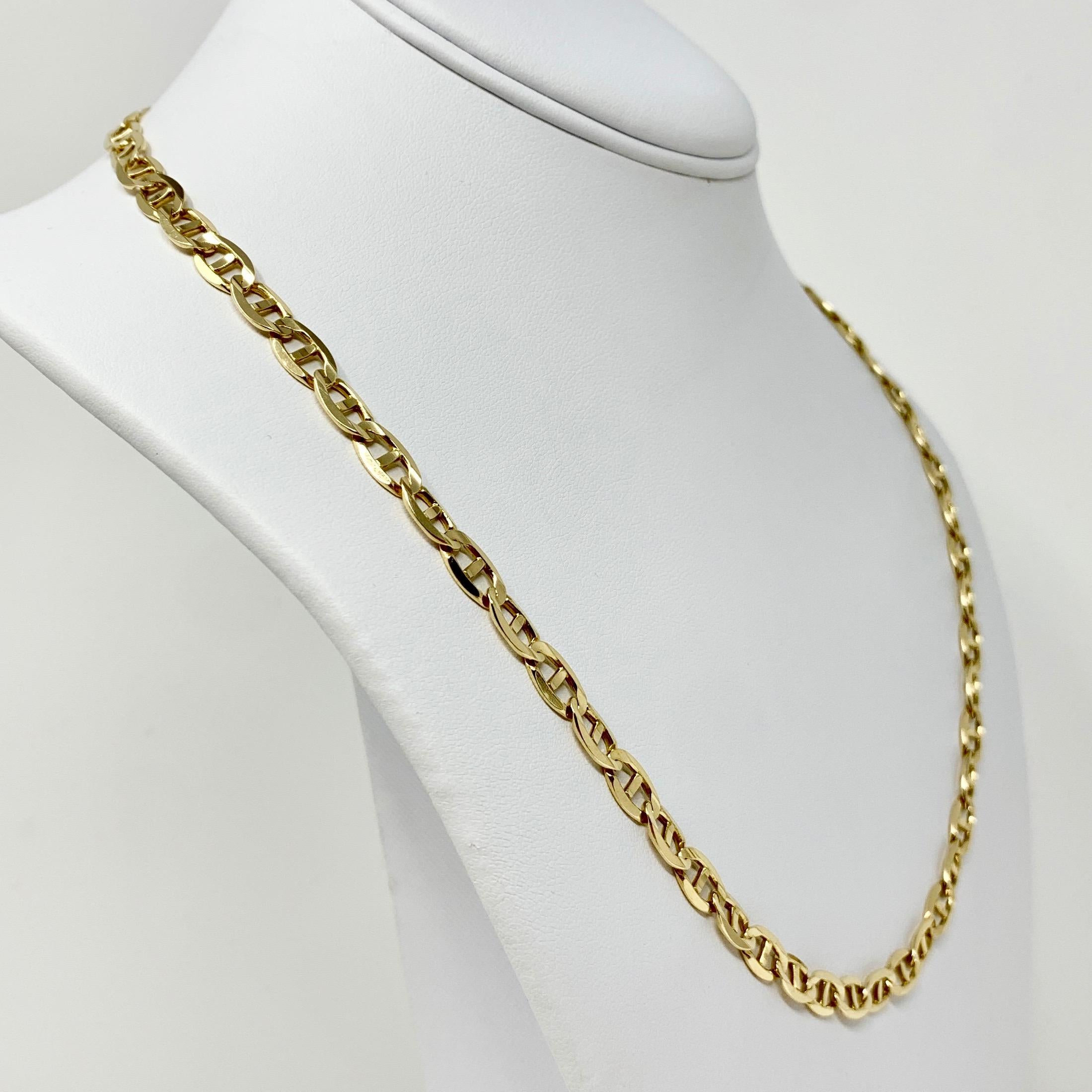 14k Yellow Gold 25.5g Solid 6mm Gucci Mariner Link Chain Necklace Italy 21