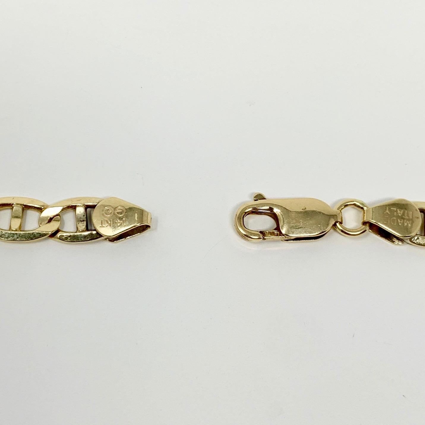 Women's or Men's 14 Karat Yellow Gold Gucci Mariner Link Chain Necklace