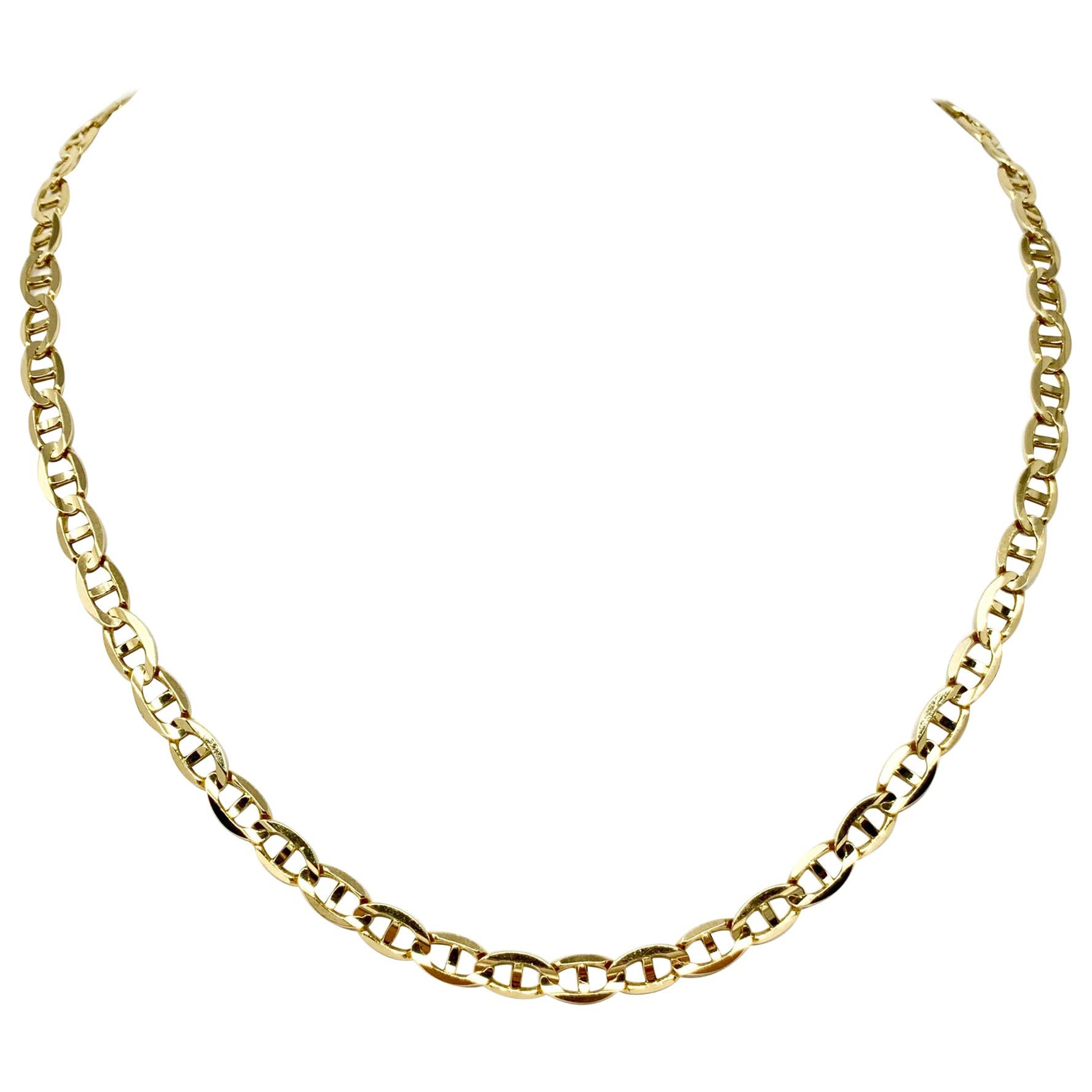 14 Karat Yellow Gold Gucci Mariner Link Chain Necklace