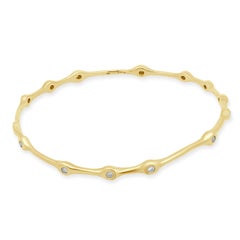14 Karat Yellow Gold Gypsy Set Diamond Scalloped Bracelet