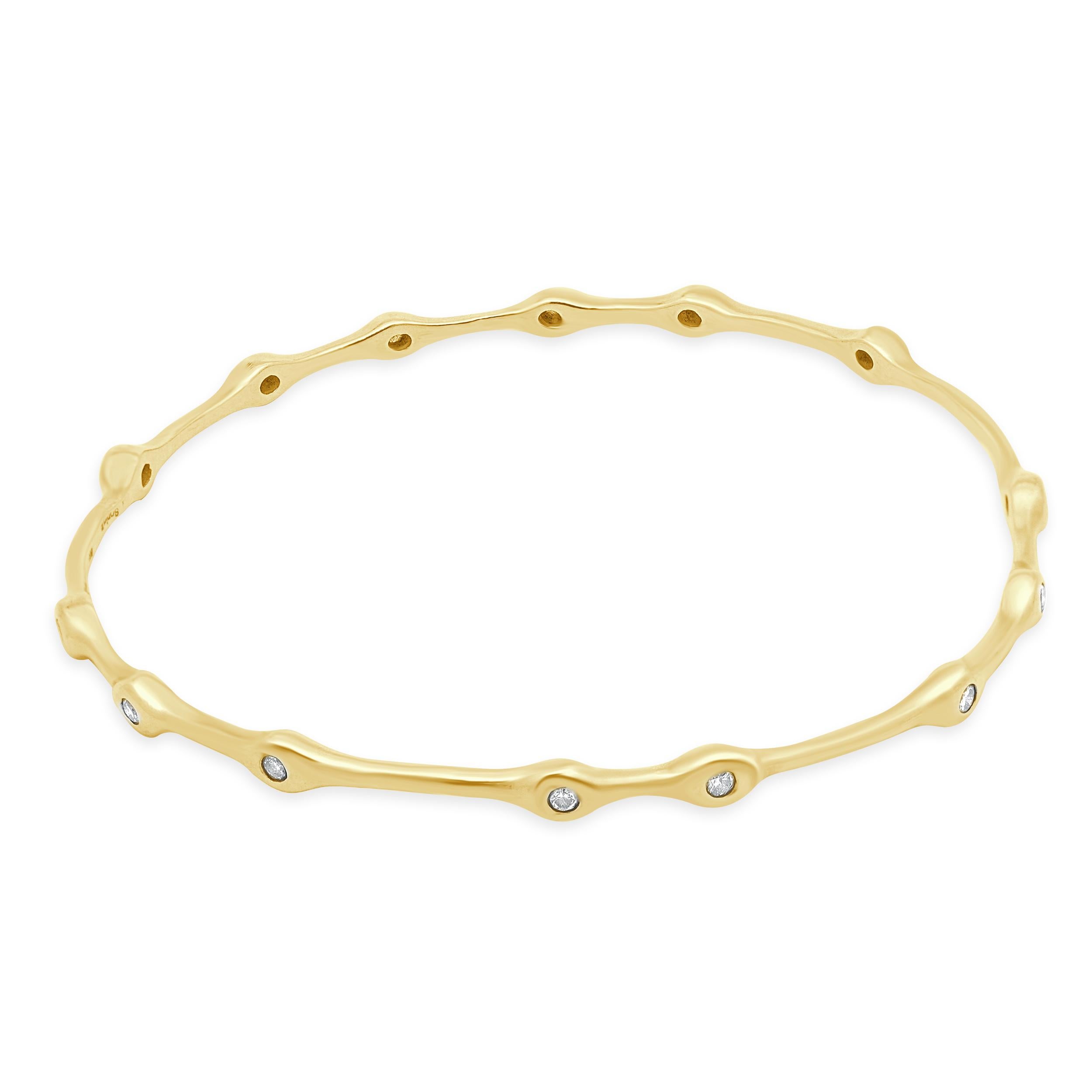 Taglio rotondo Bracciale smerlato in oro giallo 14 carati con diamanti incastonati in vendita