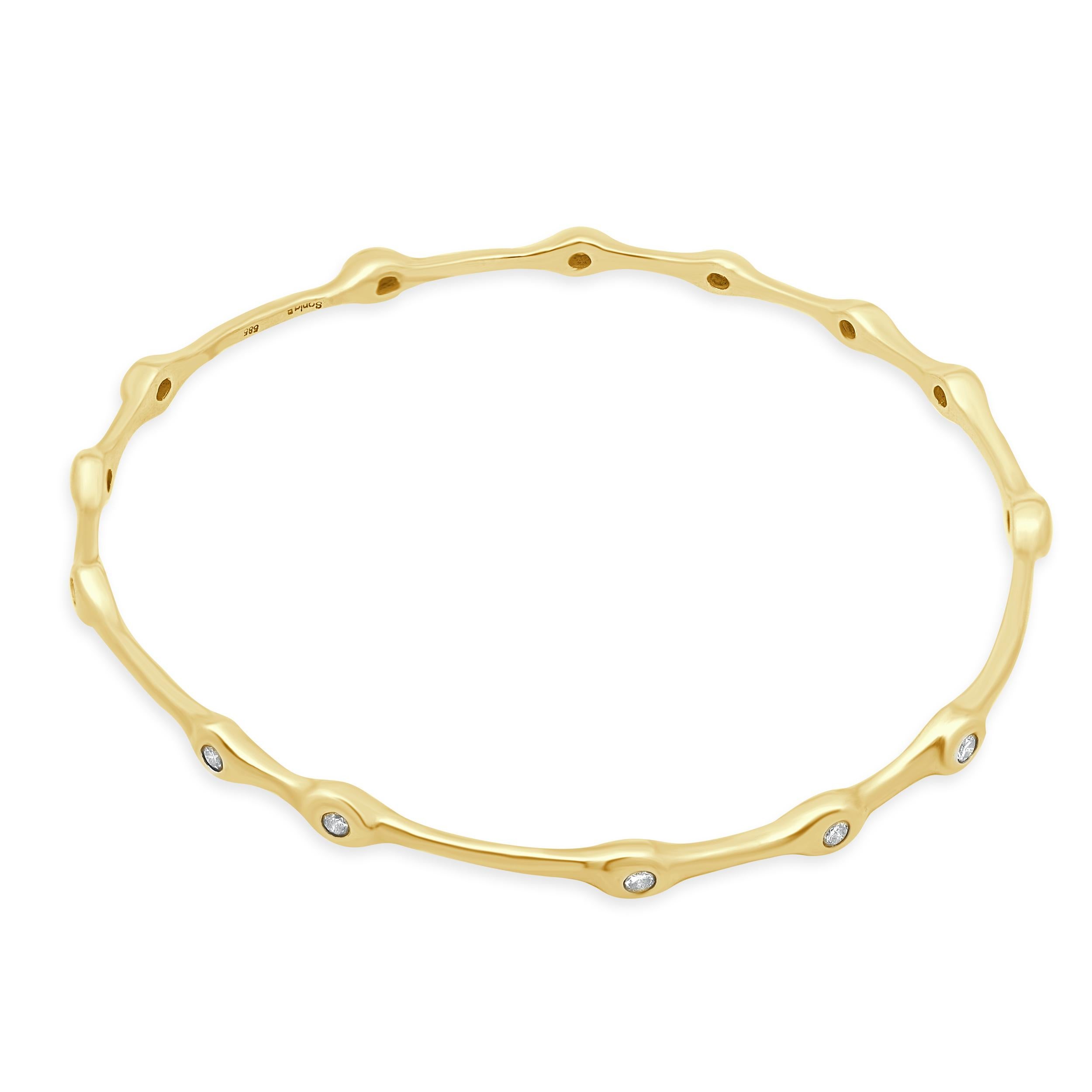 Bracciale smerlato in oro giallo 14 carati con diamanti incastonati In condizioni ottime in vendita a Scottsdale, AZ