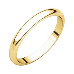 14 Karat Yellow Gold Half Round Classic Wedding Band in Pair Solid Ring