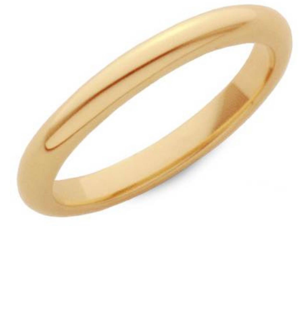 14 Karat Yellow Gold Half Round Classic Wedding Band in Pair Solid Ring In Excellent Condition For Sale In New York, NY